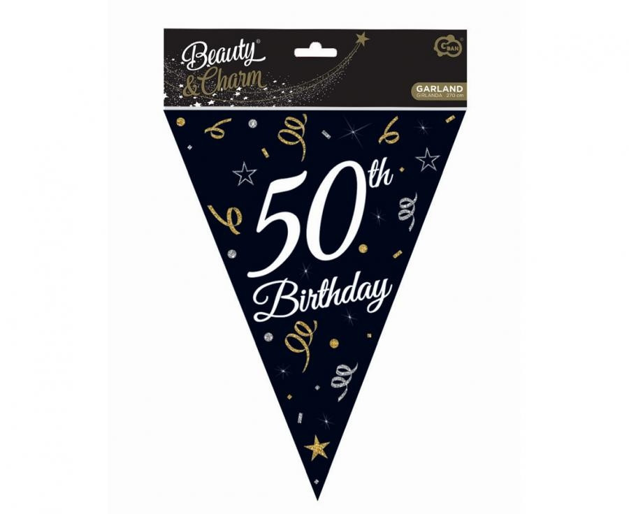 Girlanda papierowa B&C z flagami 50 urodziny 28x270cm Godan